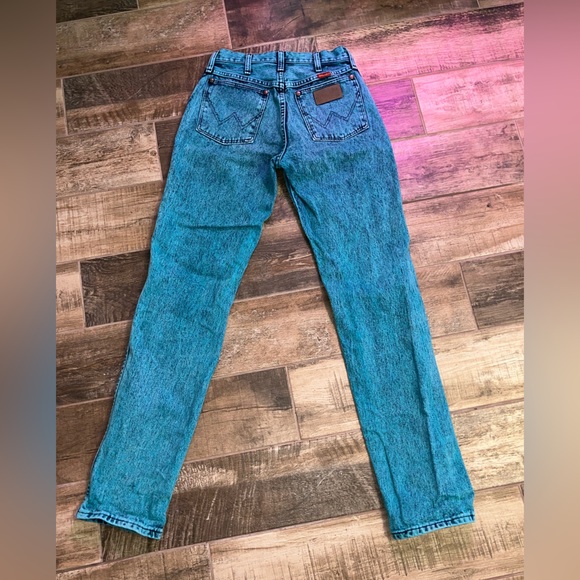 Vintage Wrangler Teal Acid Wash Jeans size 7 L 34 - Picture 3 of 8
